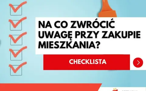 Checklista: jak sprawdzić dewelopera i na co zwrócić uwagę przy zakupie mieszkania. Pomocna grafika z zaznaczonymi punktami i pomarańczowym markerem.
