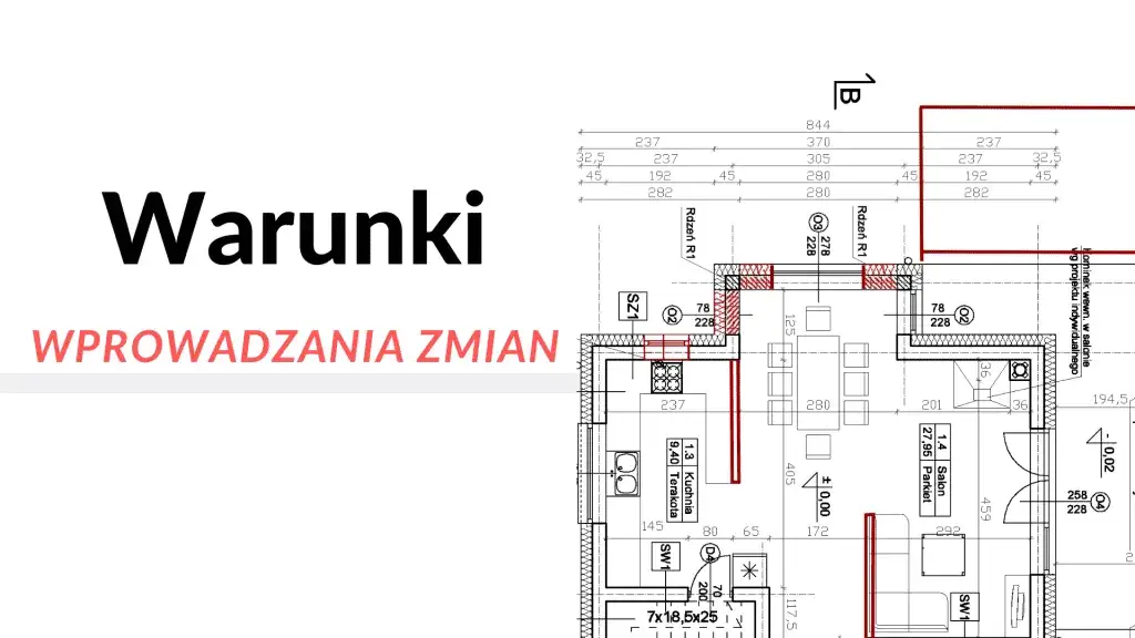 przykładowy projekt budowlany z zaznaczonymi zmianami