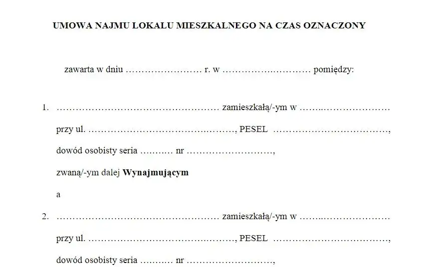 umowa najmu wzór